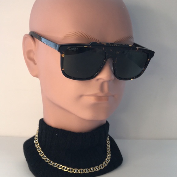 New - Authentic GUCCI GG1039S 002 sunglass dark havana frame green light mirror - Picture 1 of 16